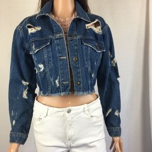 Sneak Peek Distressed Blue Jean Jacket
